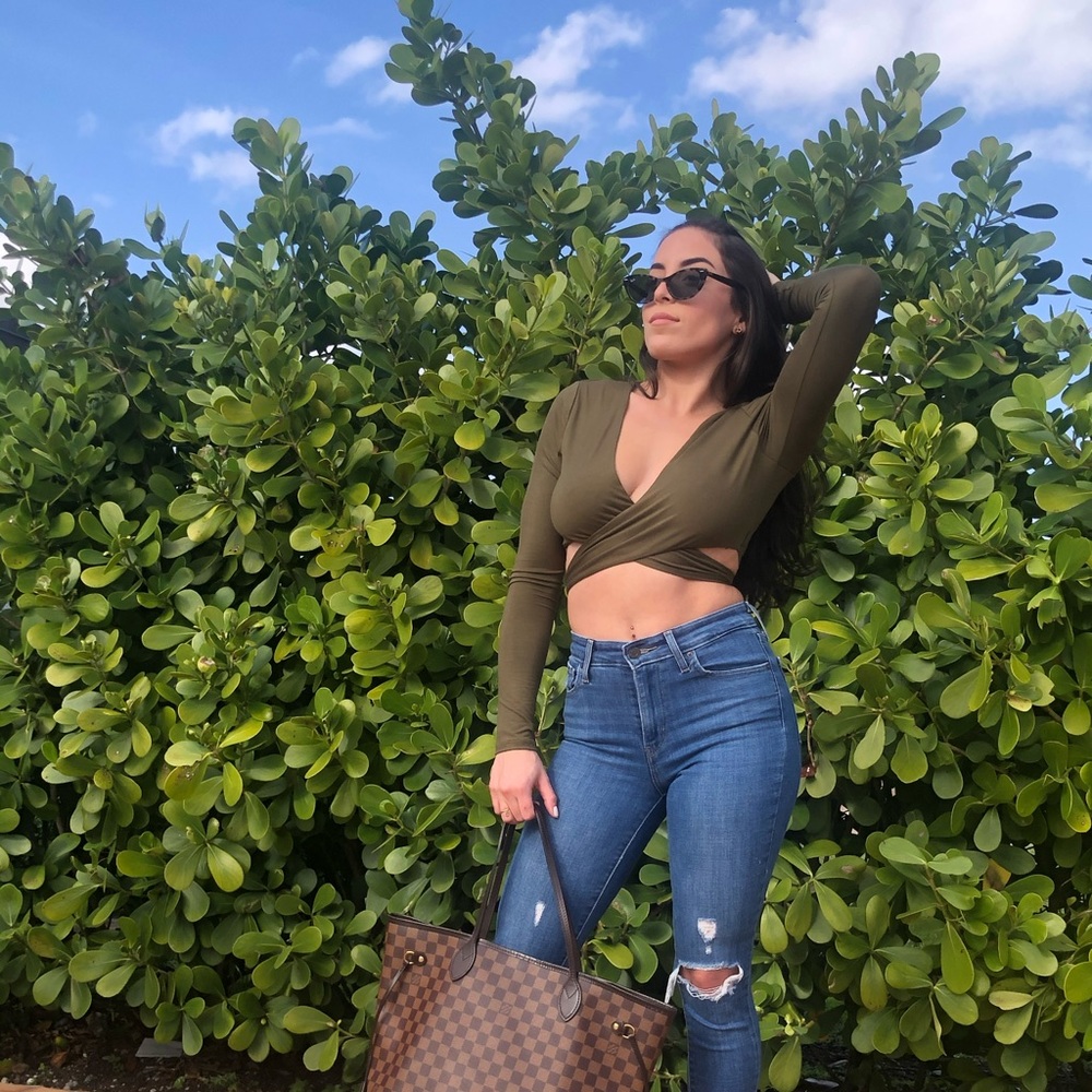 Olive Long Sleeve Crop Top